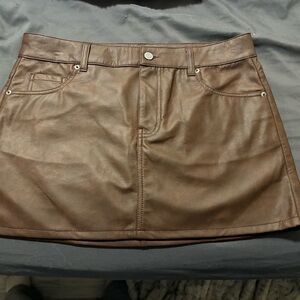 No Boundaries Brown Faux Leather Mini Skirt